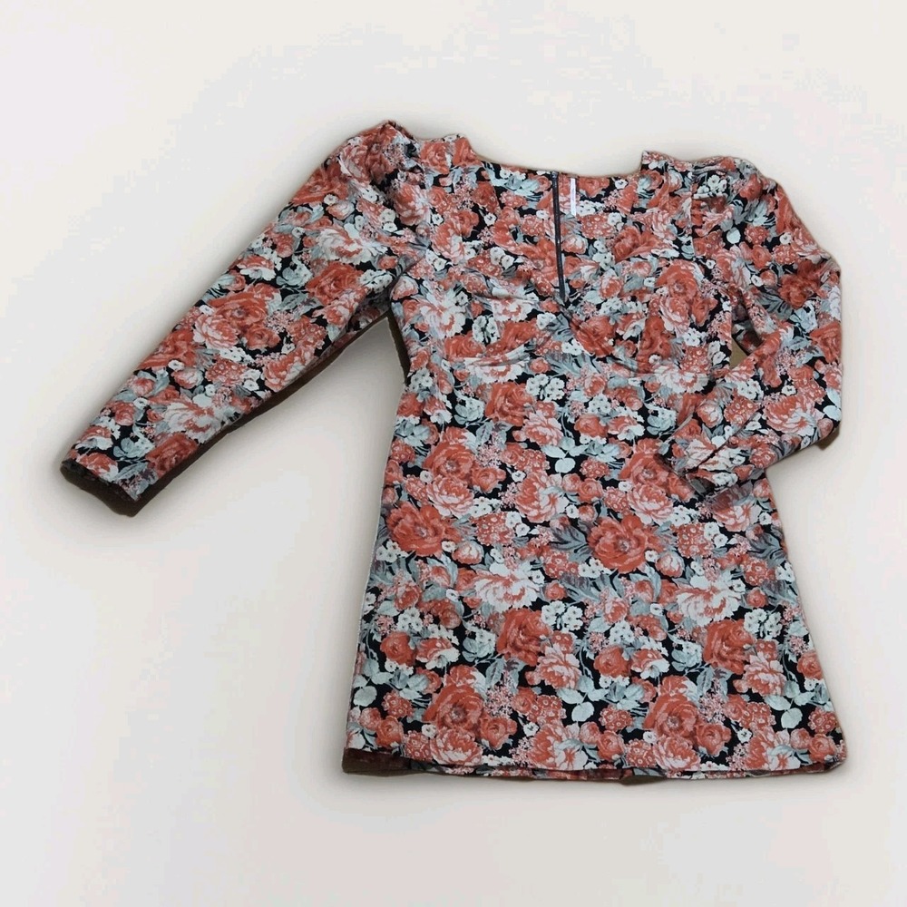 Free People Kapowski Floral Mini Dress Sz 8 Black Red Boho Romantic Cottagecore - Picture 16 of 16